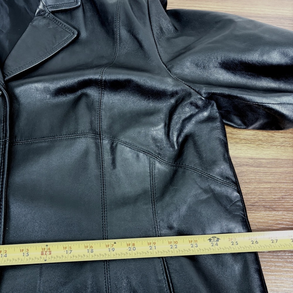 M Julian Womens Black Genuine Leather Lined Blazer Jacket Size 3X Button Front - Picture 9 of 13